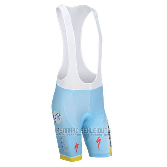 2014 Fahrradbekleidung Astana Hellblau Trikot Kurzarm und Tragerhose